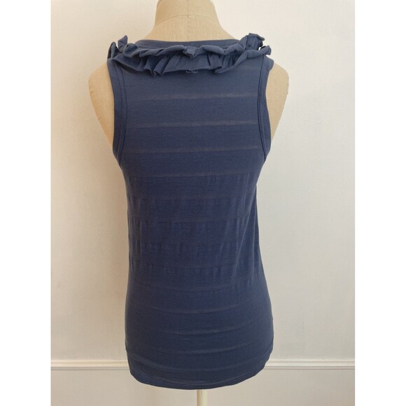Marc by Marc Jacobs Women's Navy Sleeveless Textured Ruffle Blouse Size Small - Picture 2 of 5